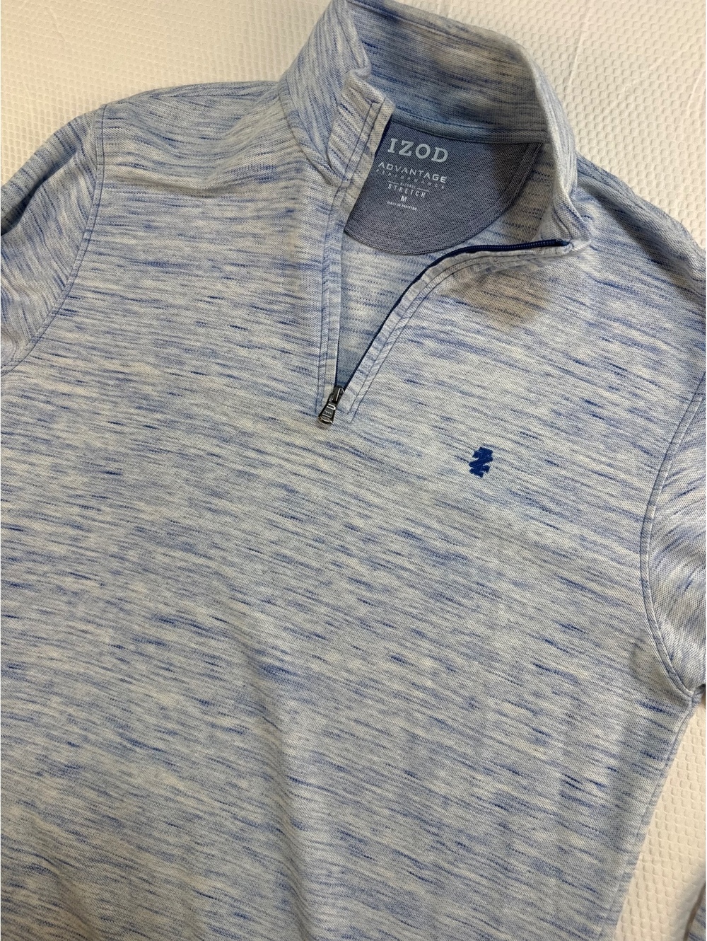 IZOD Advantage Men’s M Blue Space Dye Quarter Zip Golf Pullover Stretch